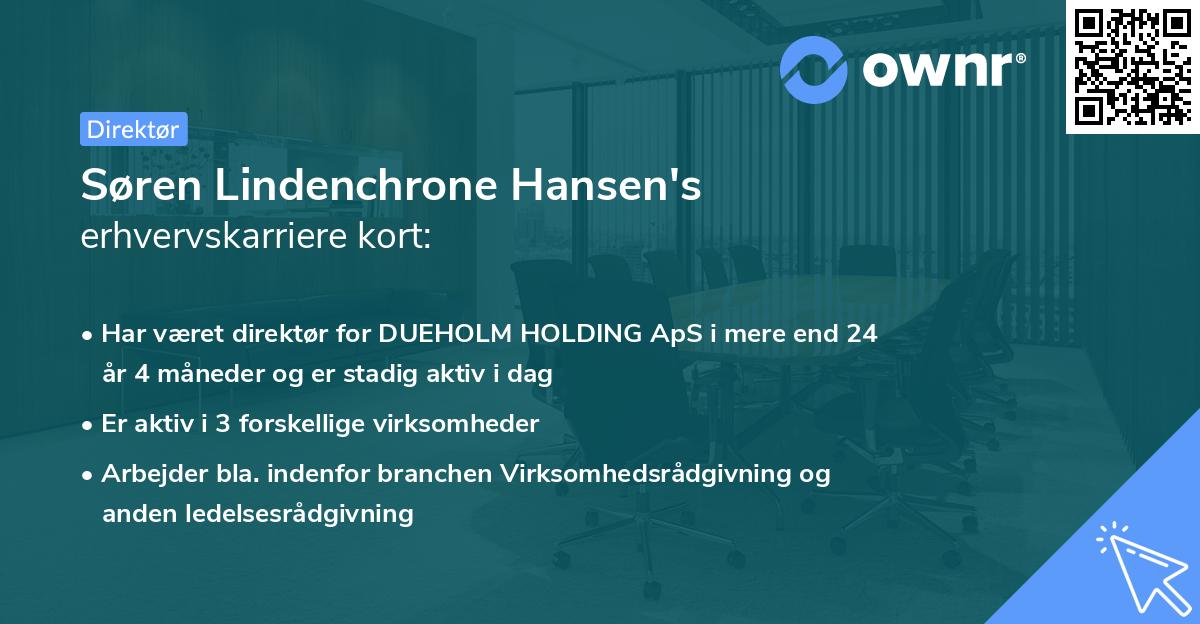 Søren Lindenchrone Hansen's erhvervskarriere kort