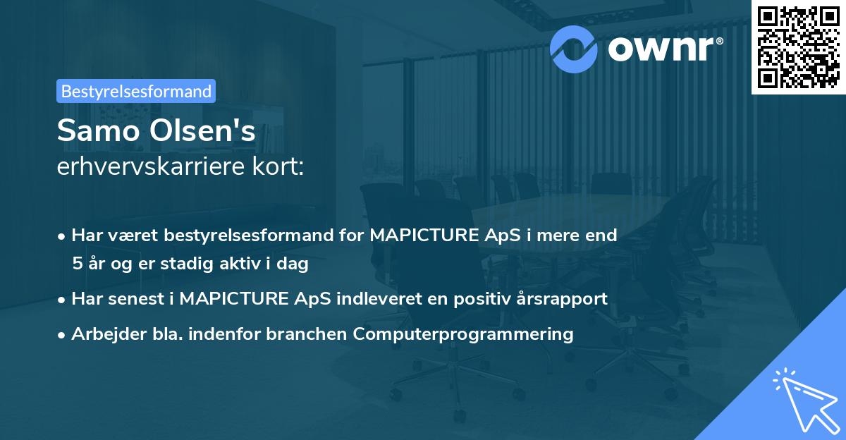 Samo Olsen's erhvervskarriere kort