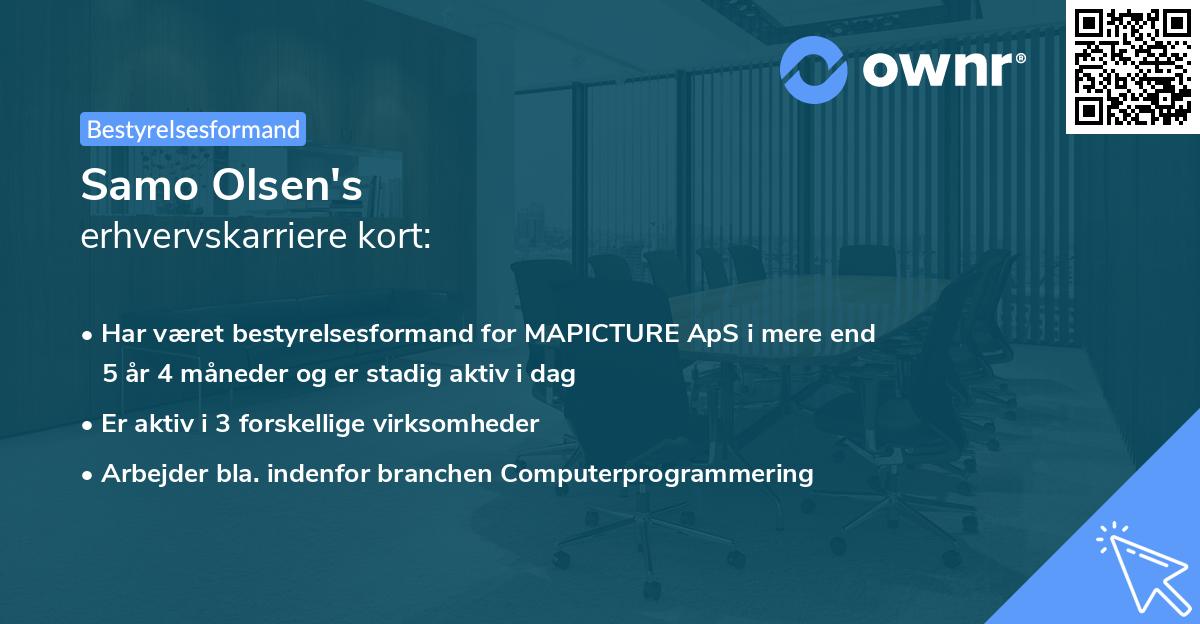 Samo Olsen's erhvervskarriere kort