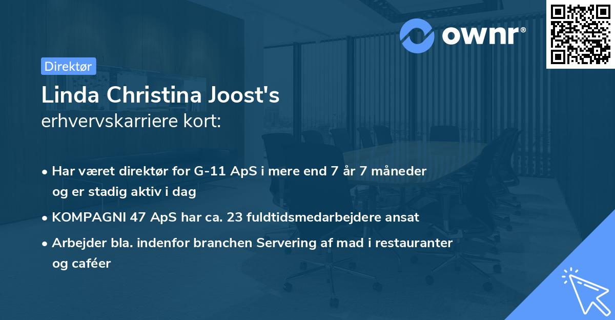 Linda Christina Joost's erhvervskarriere kort