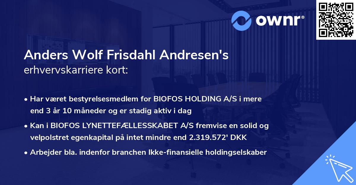 Anders Wolf Frisdahl Andresen's erhvervskarriere kort