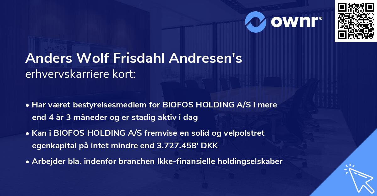 Anders Wolf Frisdahl Andresen's erhvervskarriere kort
