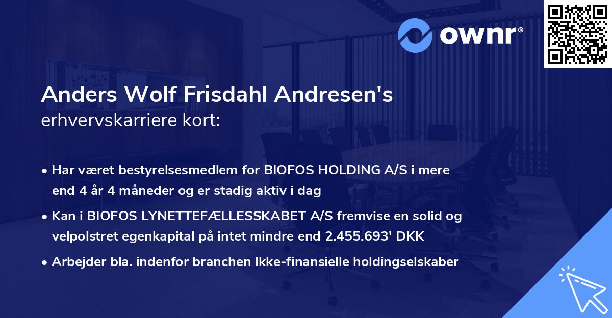 Anders Wolf Frisdahl Andresen's erhvervskarriere kort