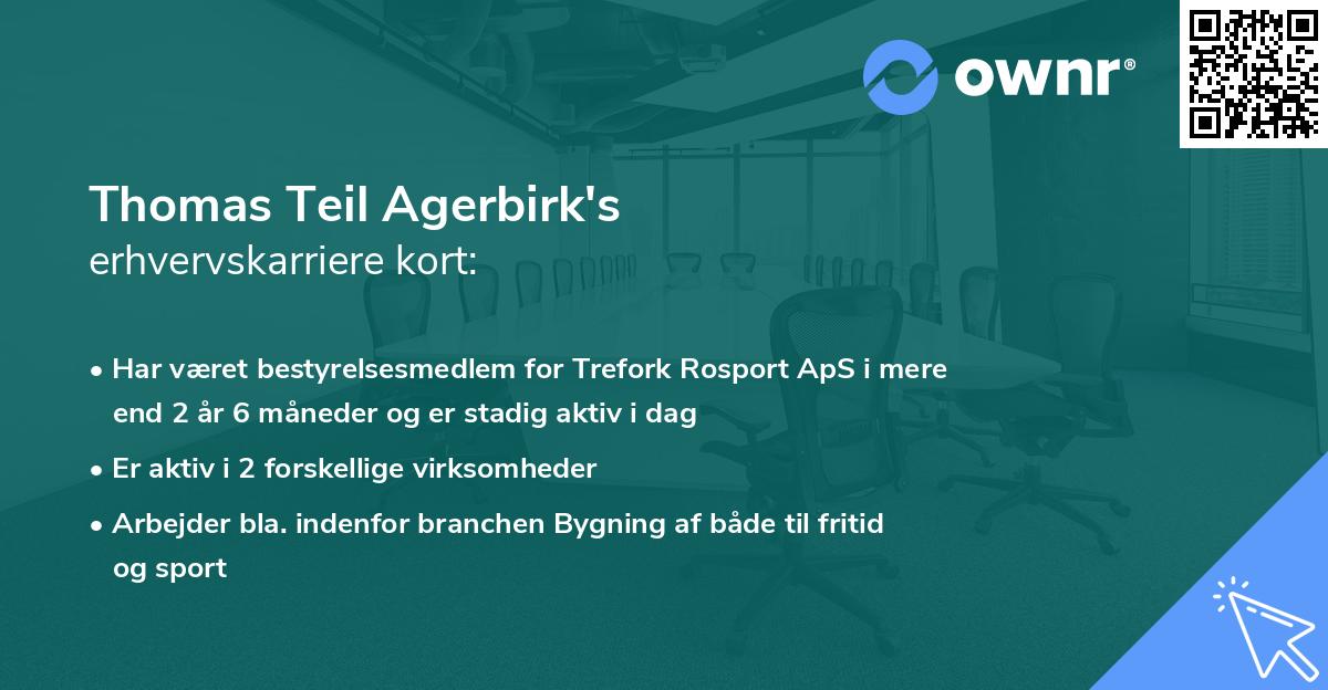 Thomas Teil Agerbirk's erhvervskarriere kort