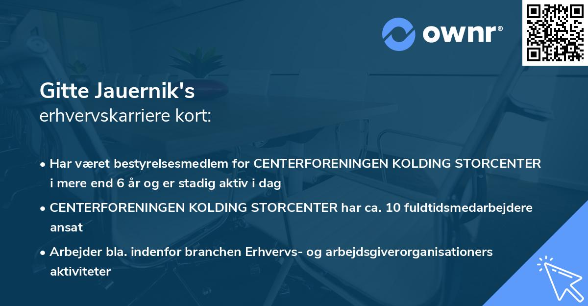 Gitte Jauernik's erhvervskarriere kort