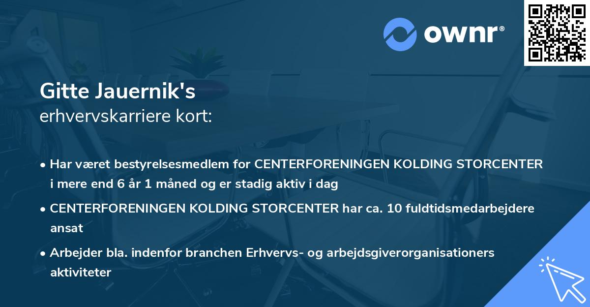Gitte Jauernik's erhvervskarriere kort