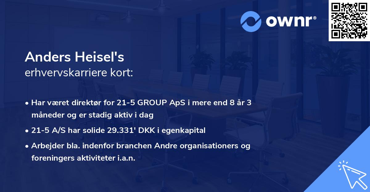 Anders Heisel's erhvervskarriere kort