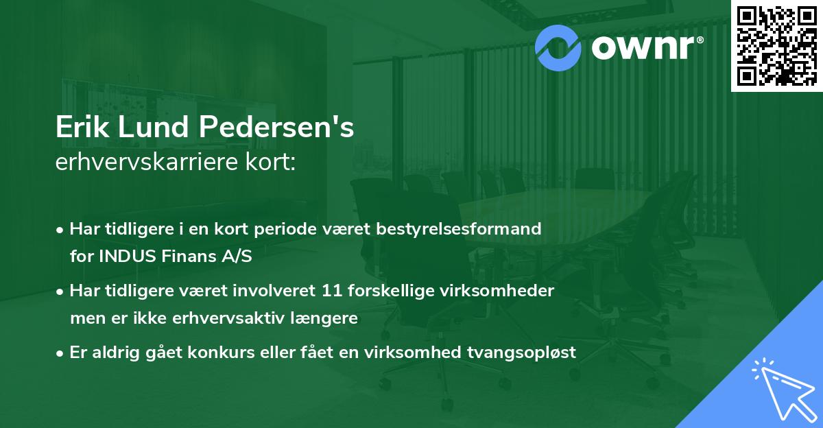 Erik Lund Pedersen's erhvervskarriere kort
