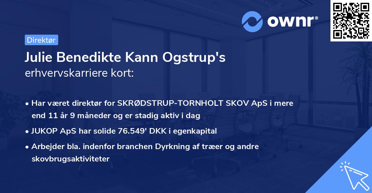 Julie Benedikte Kann Ogstrup's erhvervskarriere kort