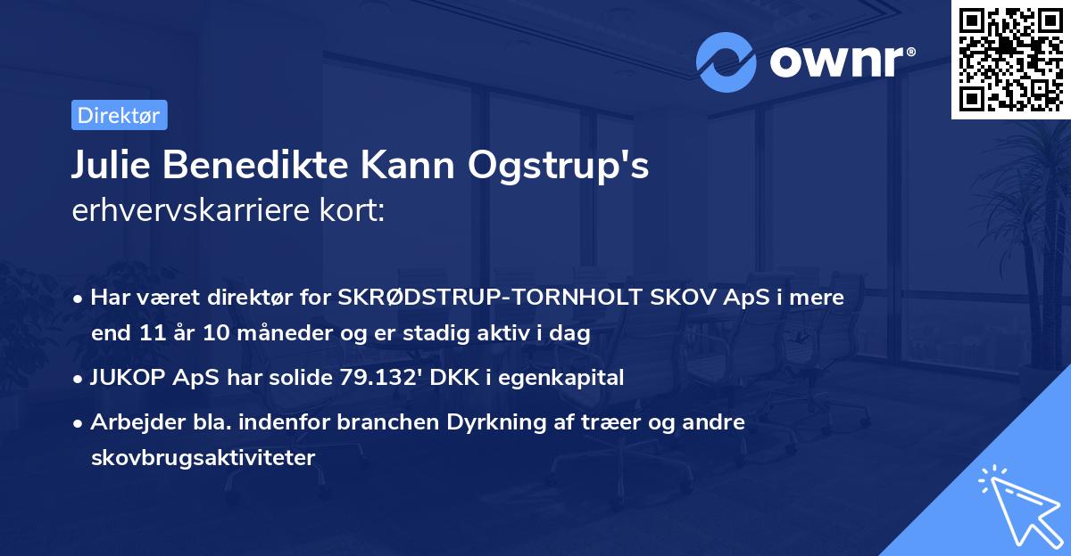 Julie Benedikte Kann Ogstrup's erhvervskarriere kort