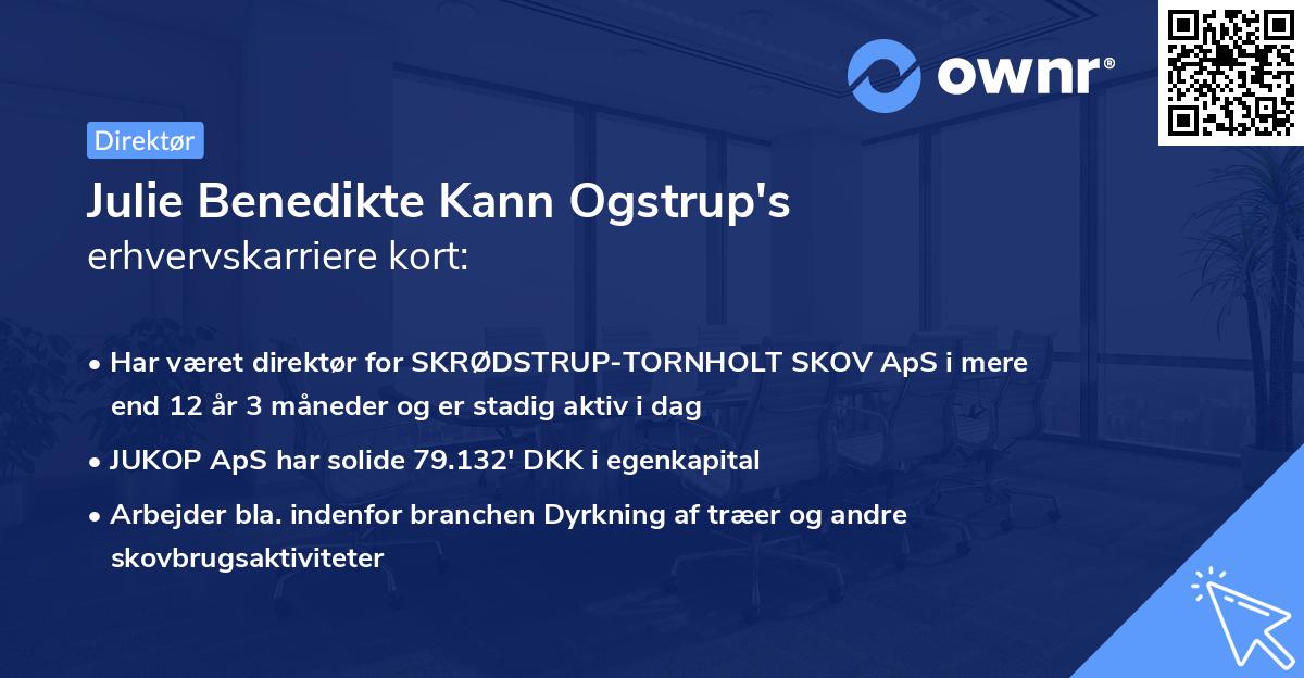 Julie Benedikte Kann Ogstrup's erhvervskarriere kort