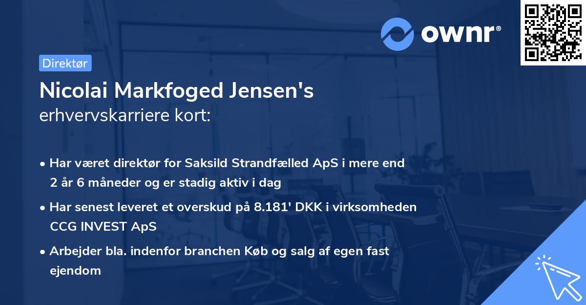 Nicolai Markfoged Jensen's erhvervskarriere kort