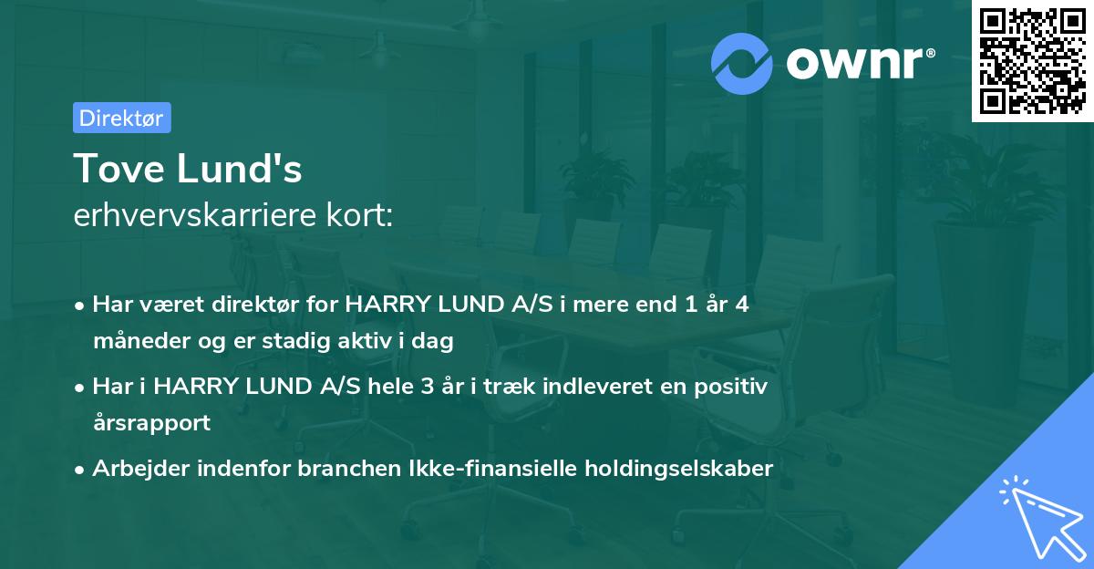 Tove Lund's erhvervskarriere kort