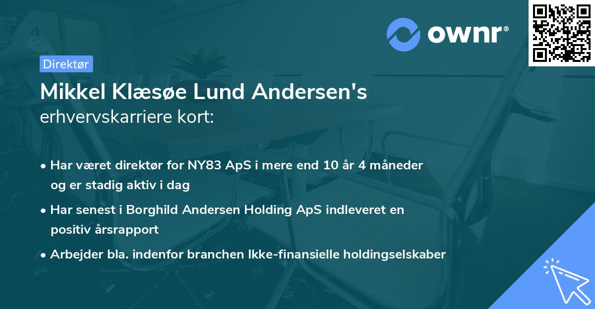 Mikkel Klæsøe Lund Andersen's erhvervskarriere kort