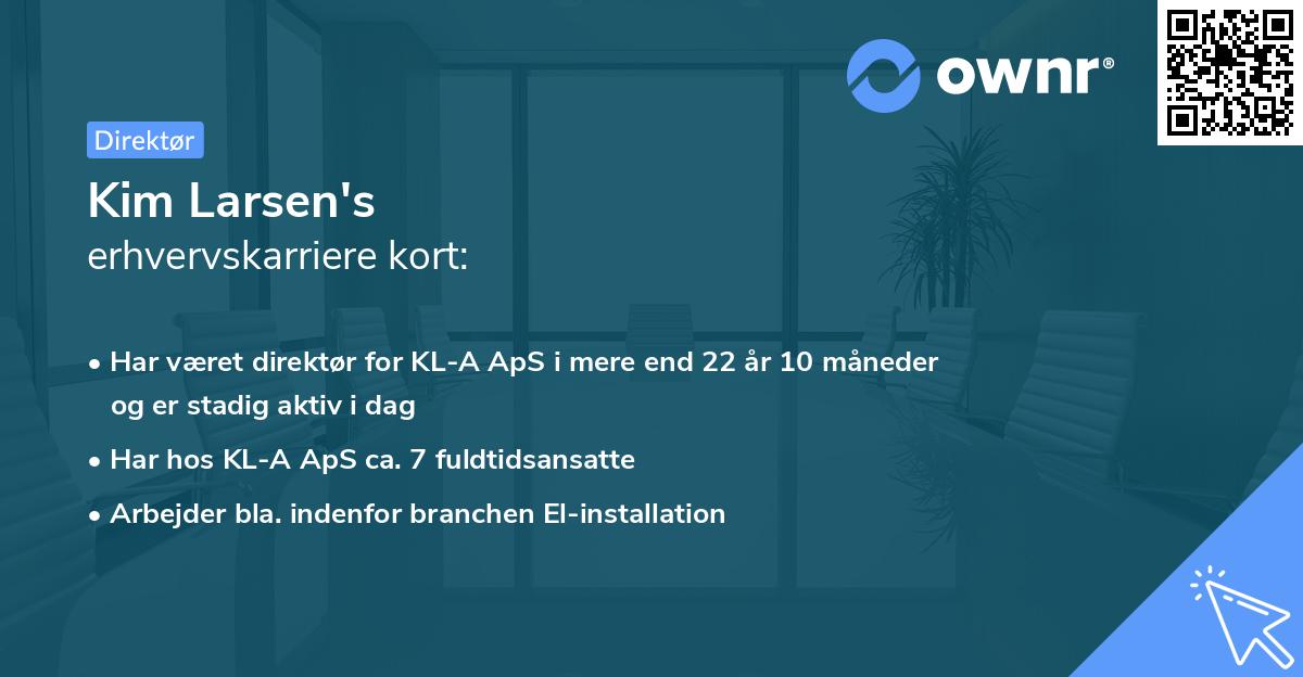 Kim Larsen's erhvervskarriere kort