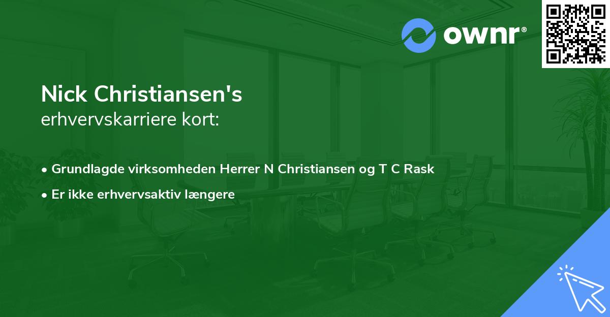 Nick Christiansen's erhvervskarriere kort