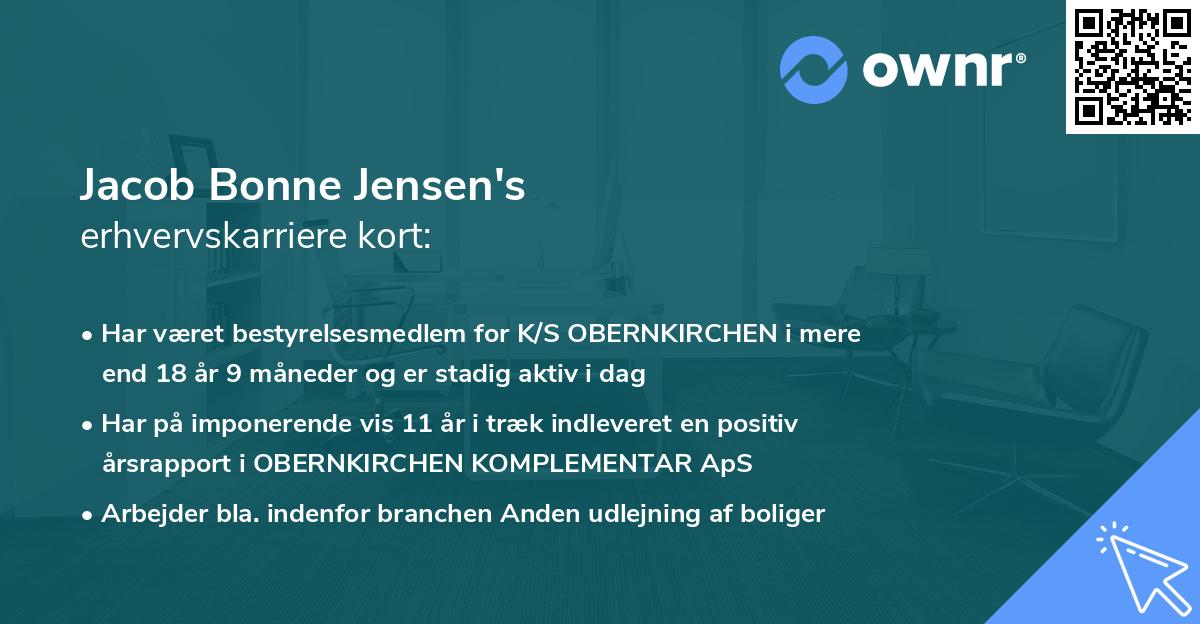 Jacob Bonne Jensen's erhvervskarriere kort