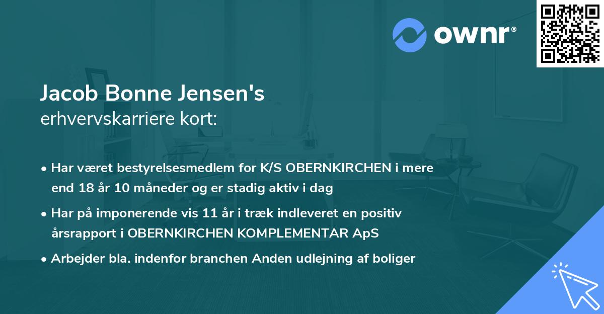 Jacob Bonne Jensen's erhvervskarriere kort