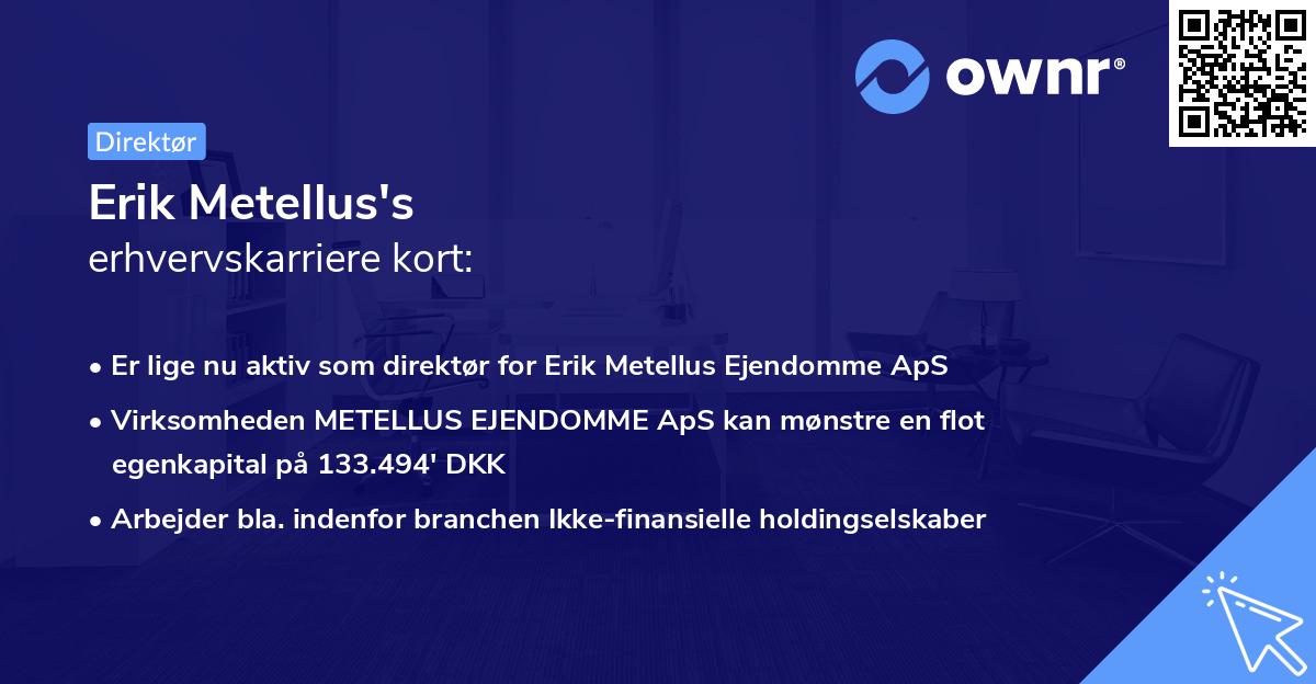 Erik Metellus's erhvervskarriere kort