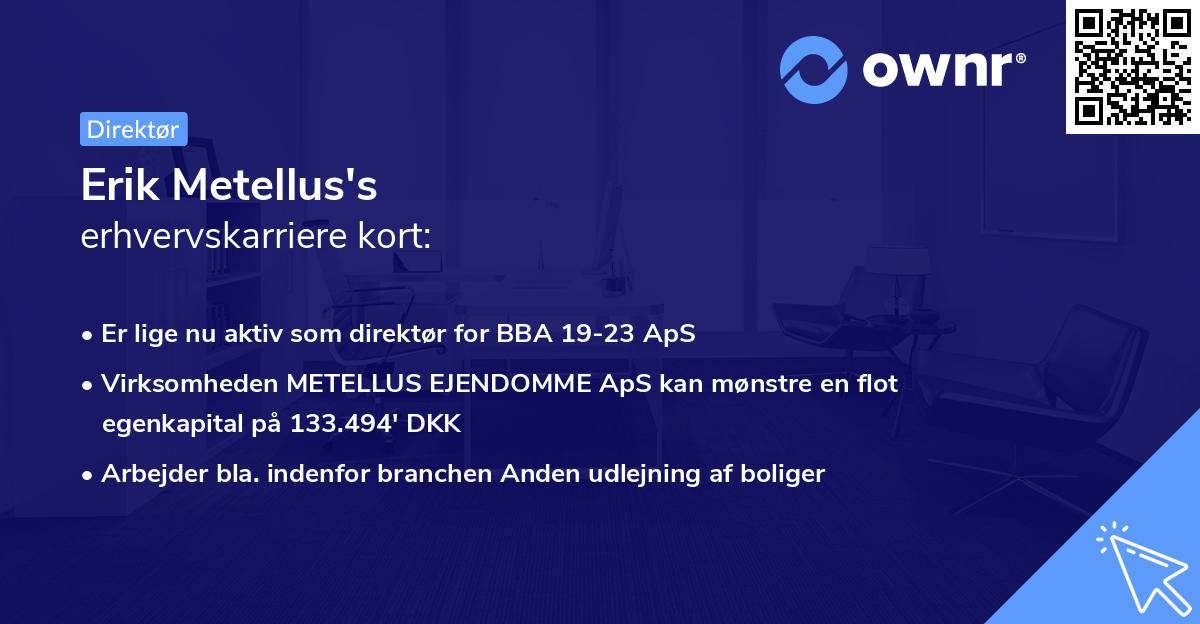 Erik Metellus's erhvervskarriere kort