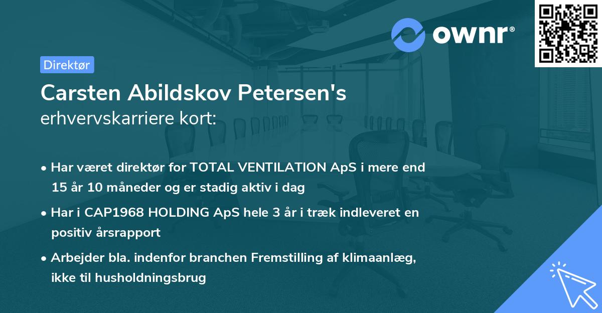 Carsten Abildskov Petersen's erhvervskarriere kort