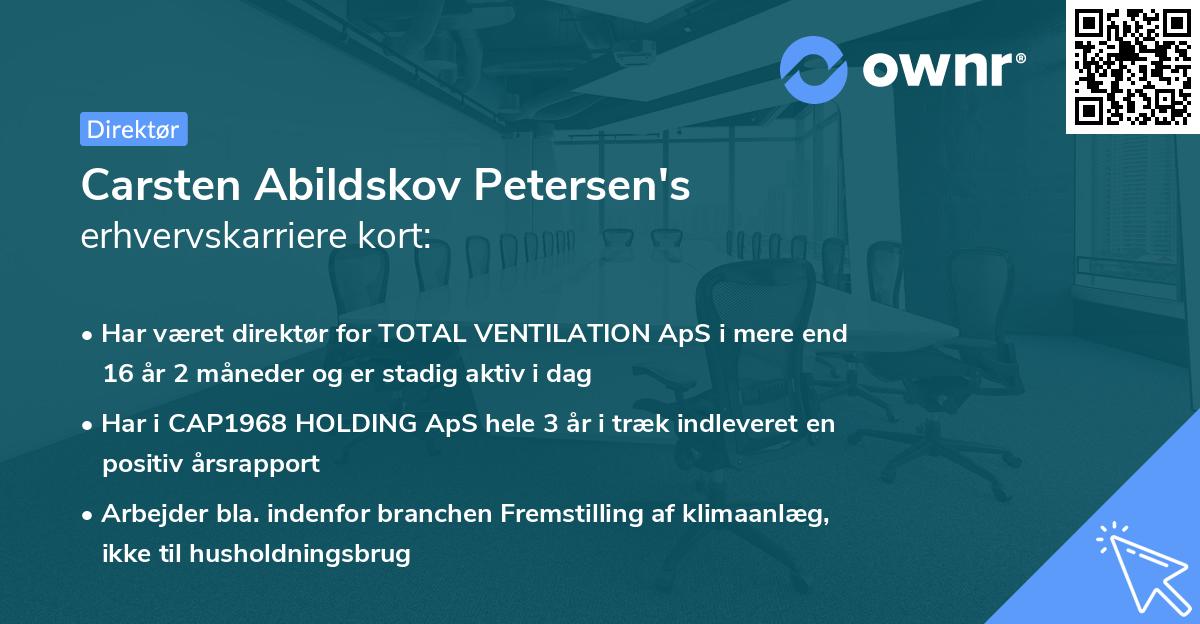 Carsten Abildskov Petersen's erhvervskarriere kort