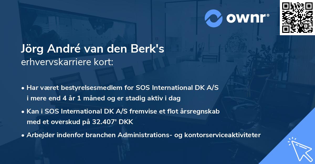 Jörg André van den Berk's erhvervskarriere kort