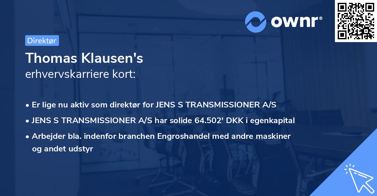 Thomas Klausen's erhvervskarriere kort