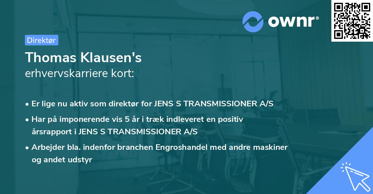 Thomas Klausen's erhvervskarriere kort