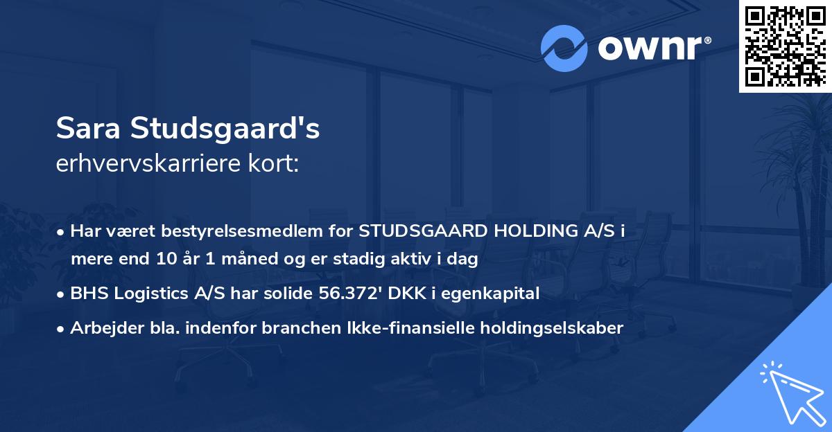 Sara Studsgaard's erhvervskarriere kort