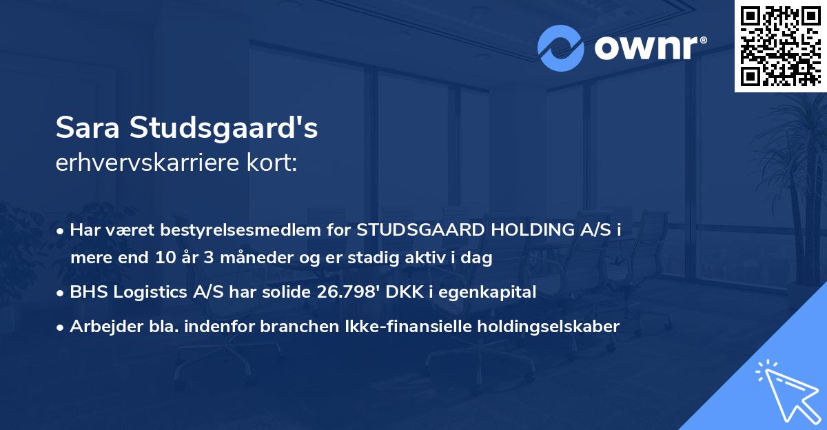 Sara Studsgaard's erhvervskarriere kort