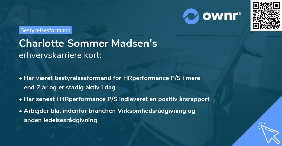 Charlotte Sommer Madsen's erhvervskarriere kort