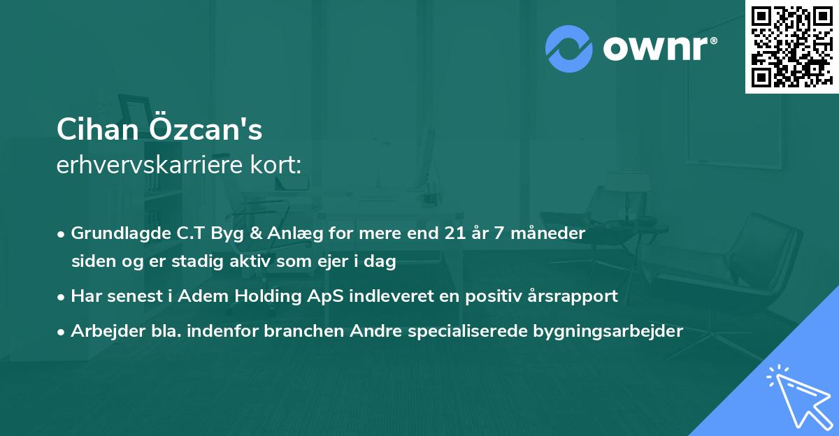 Cihan Özcan's erhvervskarriere kort