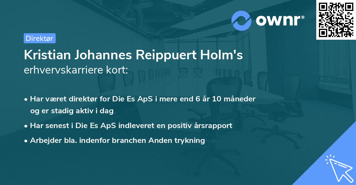 Kristian Johannes Reippuert Holm's erhvervskarriere kort