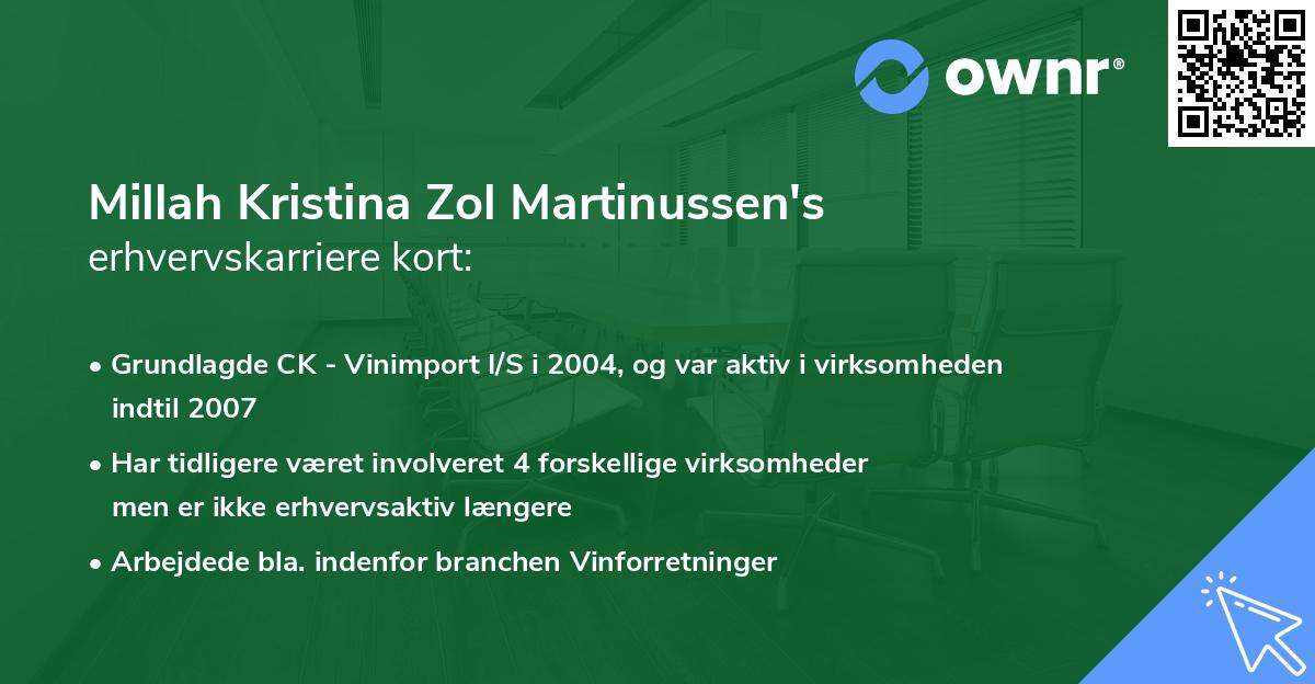 Millah Kristina Zol Martinussen's erhvervskarriere kort