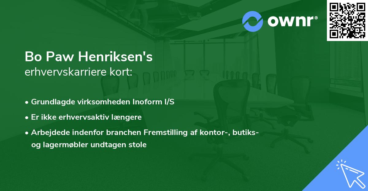Bo Paw Henriksen's erhvervskarriere kort
