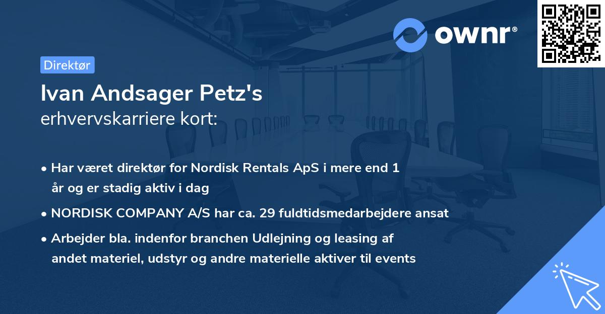 Ivan Andsager Petz's erhvervskarriere kort