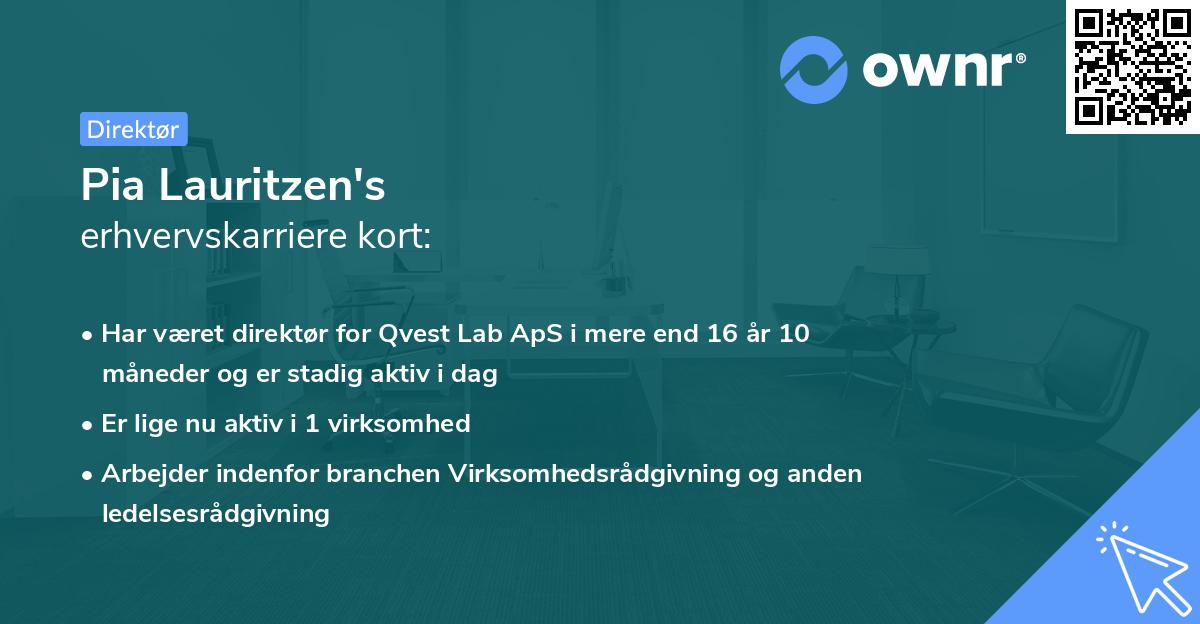 Pia Lauritzen's erhvervskarriere kort