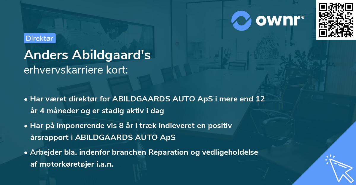 Anders Abildgaard's erhvervskarriere kort