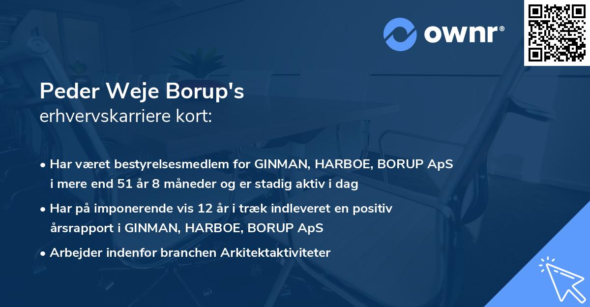Peder Weje Borup's erhvervskarriere kort