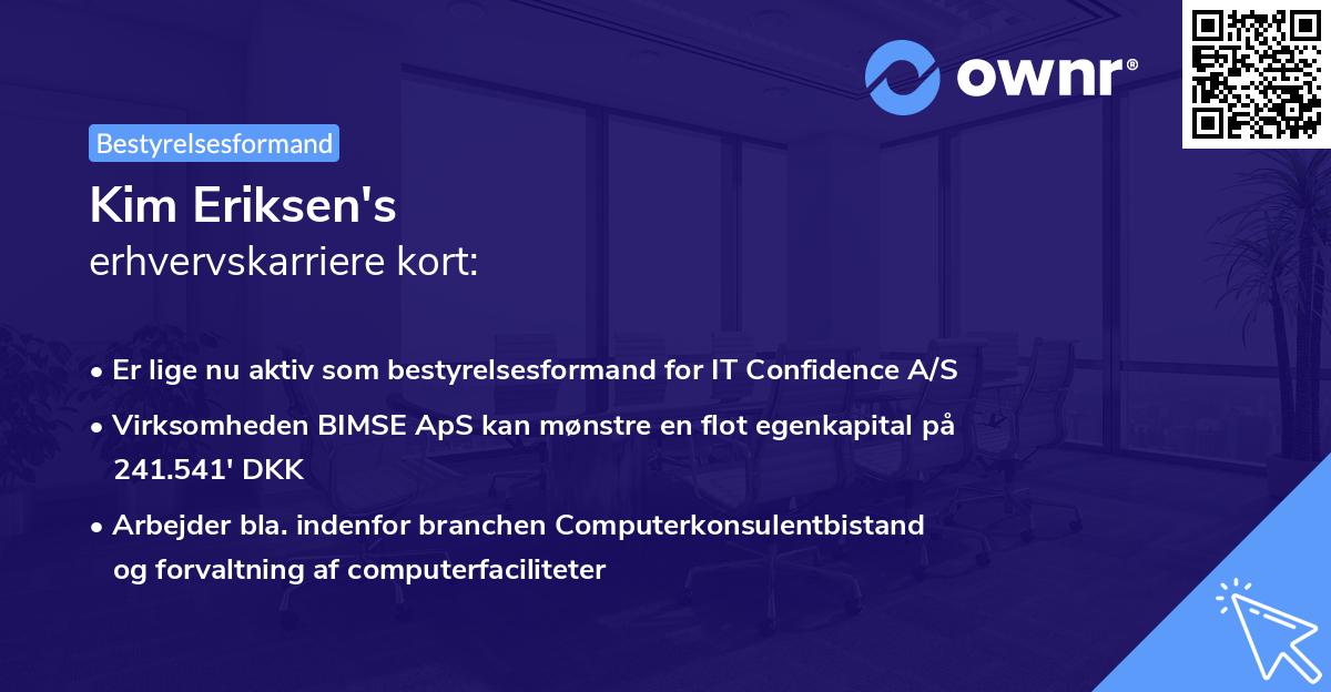 Kim Eriksen's erhvervskarriere kort