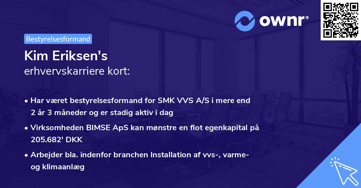 Kim Eriksen's erhvervskarriere kort