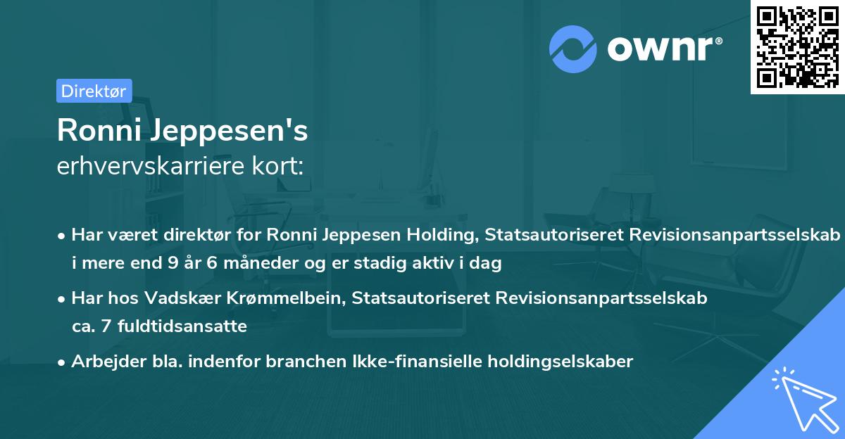 Ronni Jeppesen's erhvervskarriere kort
