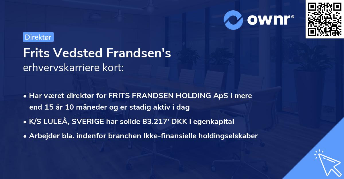 Frits Vedsted Frandsen's erhvervskarriere kort