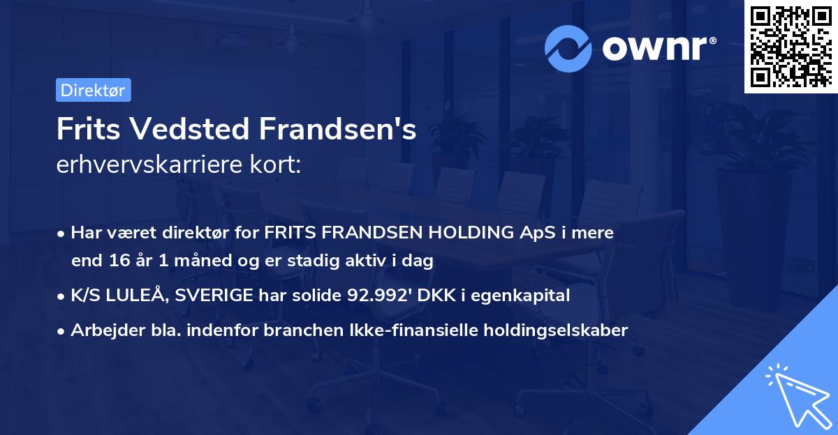 Frits Vedsted Frandsen's erhvervskarriere kort