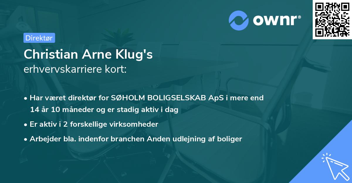 Christian Arne Klug's erhvervskarriere kort