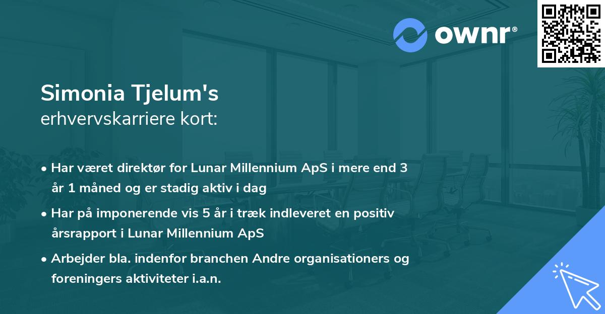 Simonia Tjelum's erhvervskarriere kort