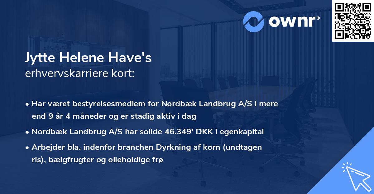 Jytte Helene Have's erhvervskarriere kort
