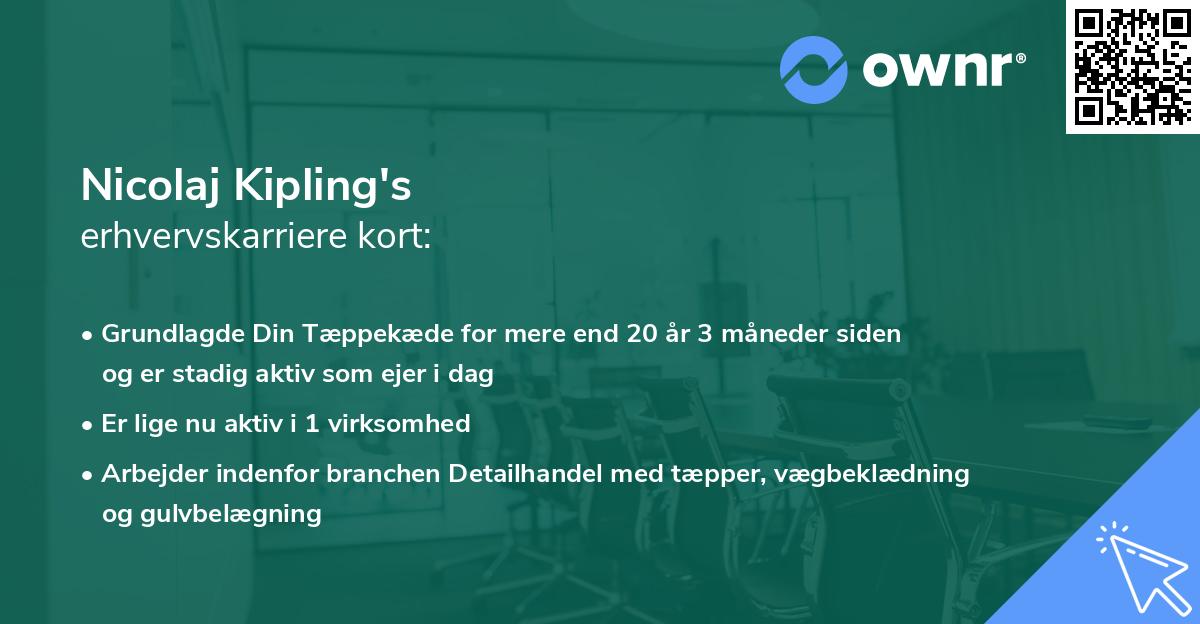 Nicolaj Kipling's erhvervskarriere kort