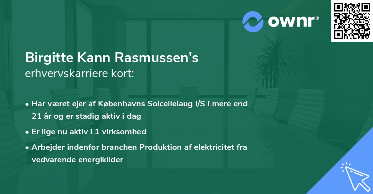 Birgitte Kann Rasmussen's erhvervskarriere kort